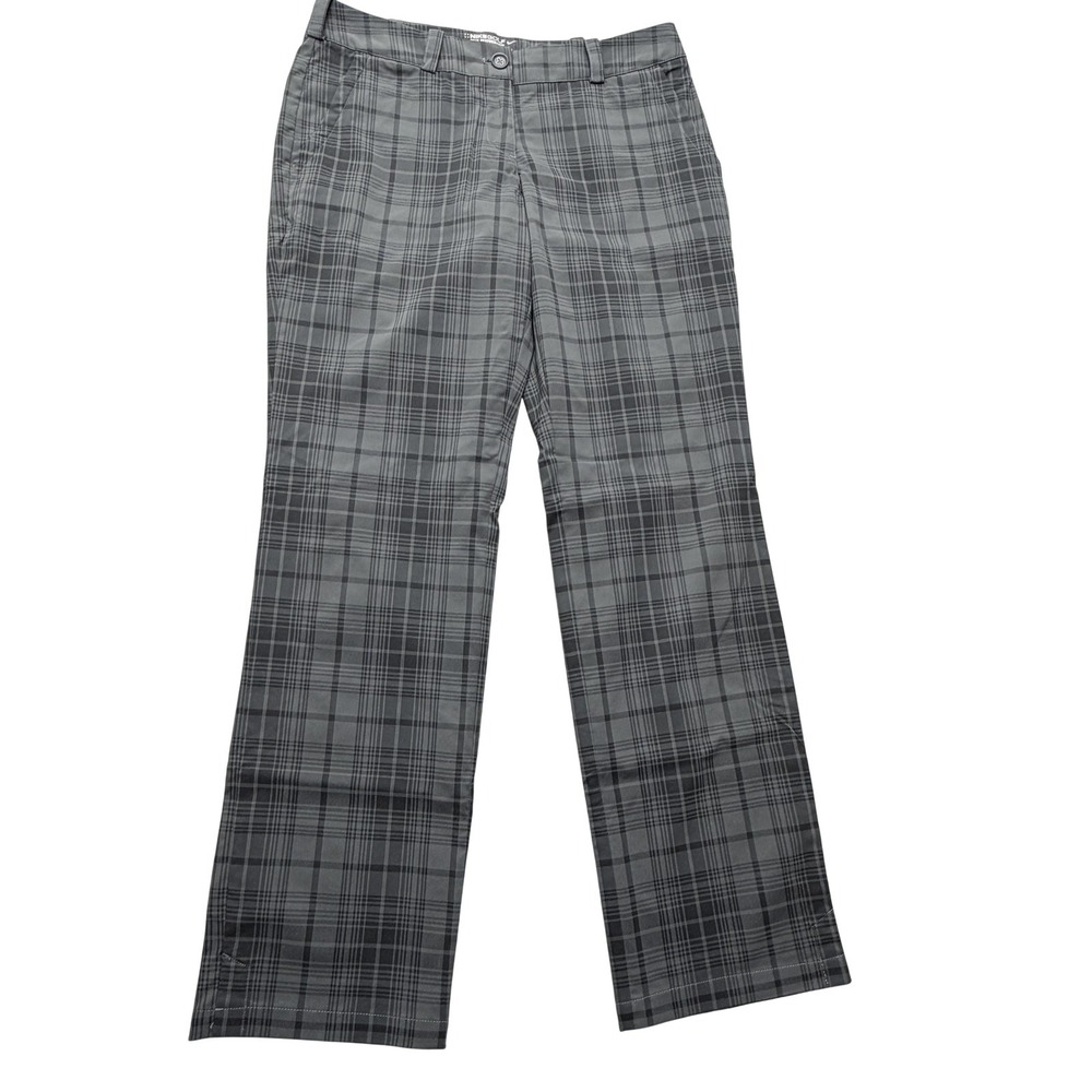 Nike Golf Dri-FIT Pants Womens 8 Gray Plaid Tour Performance Straight‎